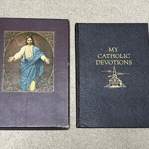 VTG 1955 "My Catholic Devotions" Catholic Manual of Prayers Leather Covers